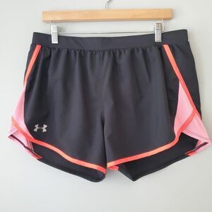 Under Armour Black Orange Loose Fit Heat Gear Athletic Shorts Womens Large